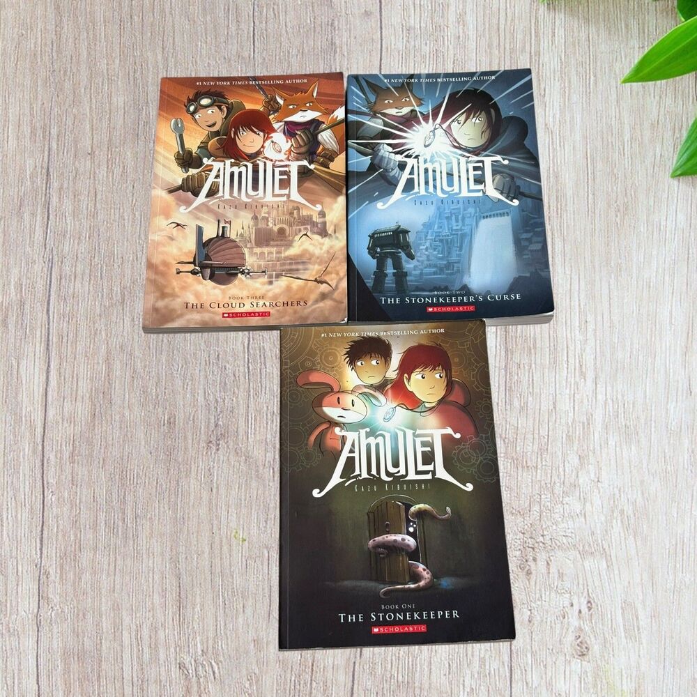 Amulet Books Series by Kazu Kibuishi Graphic Novels Preowned VGC Books 1, 2, 3